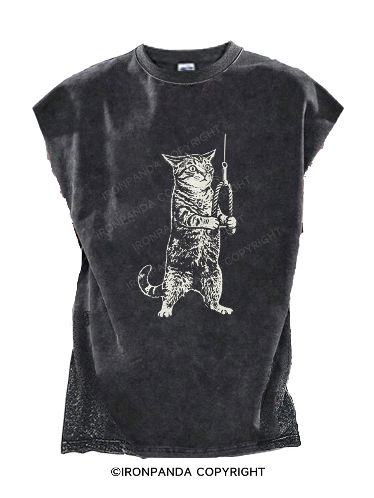 Funny Gym Cat Workout Meme Cut Off Tank