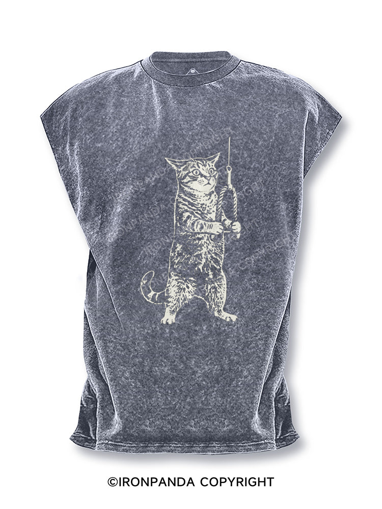 Funny Gym Cat Workout Meme Cut Off Tank