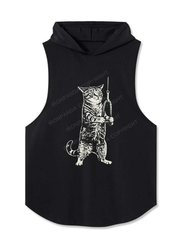 Funny Gym Cat Workout Meme Hooded Tank