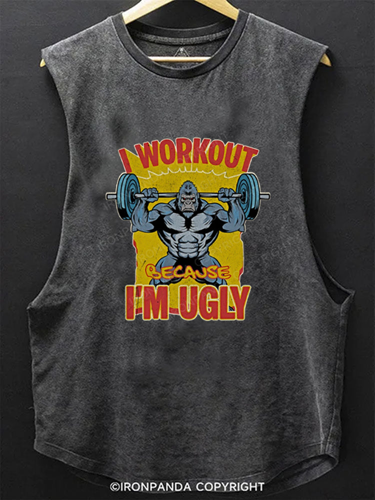 I Workout Because I’m Ugly Gorilla Funny SCOOP BOTTOM COTTON TANK