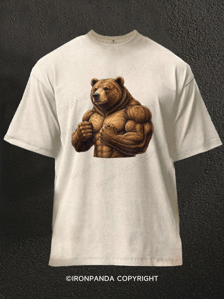 Buff Bear Bodybuilding Washed Gym Shirt
