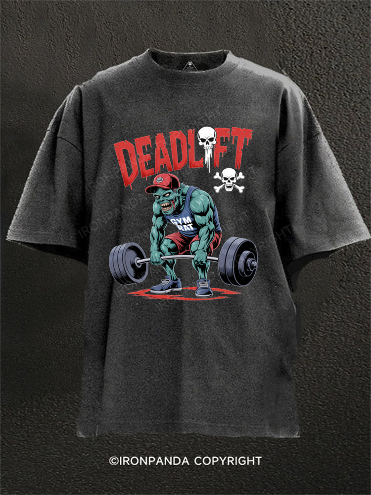 Zombie Funny Deadlift Washed Gym Shirt