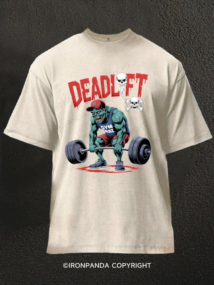 Zombie Funny Deadlift Washed Gym Shirt