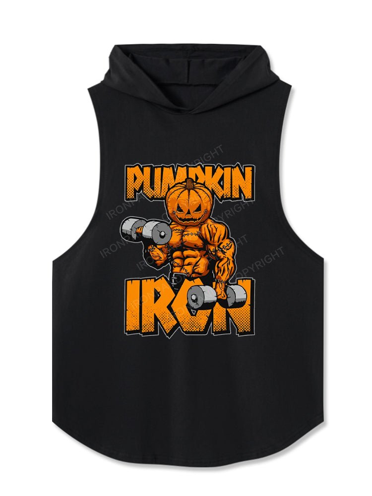 Halloween Workout Pumpkin Iron Hooded Tank