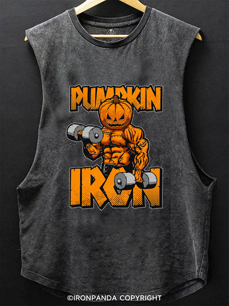 Halloween Workout Pumpkin Iron SCOOP BOTTOM COTTON TANK