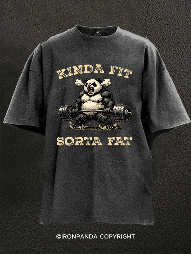 Kinda Fit Sorta Fat Panda Weightlifting Washed Gym Shirt