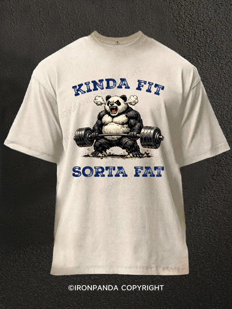 Kinda Fit Sorta Fat Panda Weightlifting Washed Gym Shirt