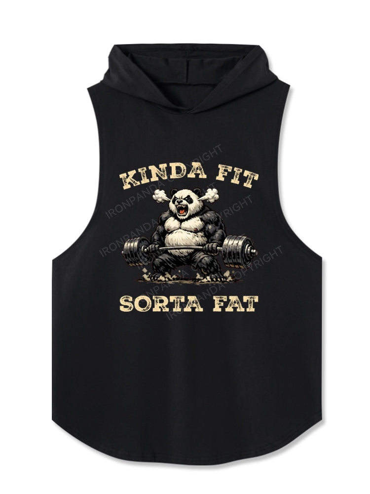 Kinda Fit Sorta Fat Panda Weightlifting Hooded Tank