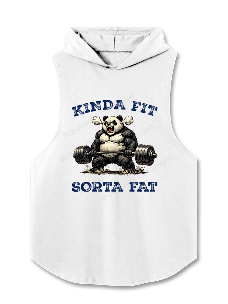 Kinda Fit Sorta Fat Panda Weightlifting Hooded Tank