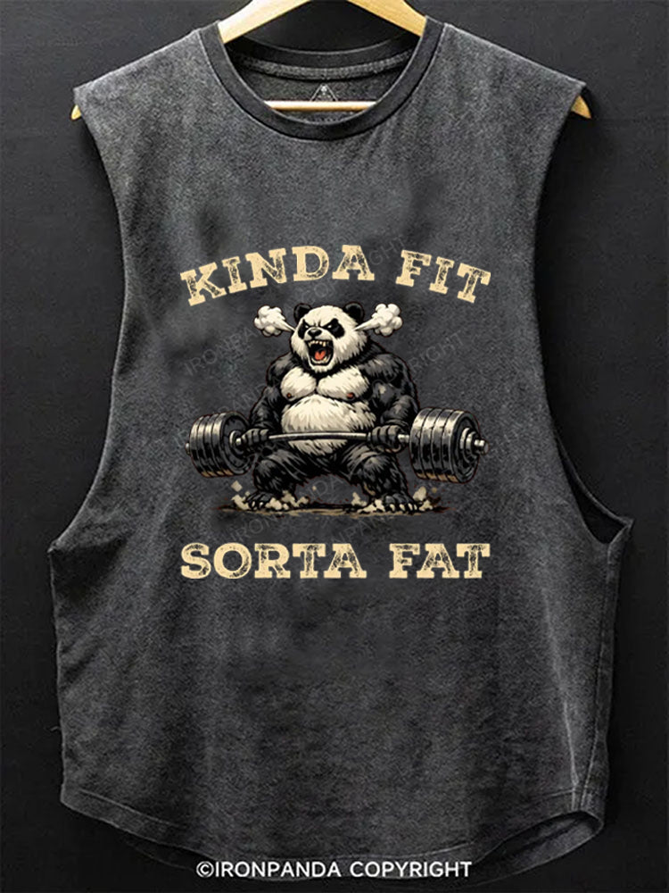 Kinda Fit Sorta Fat Panda Weightlifting SCOOP BOTTOM COTTON TANK
