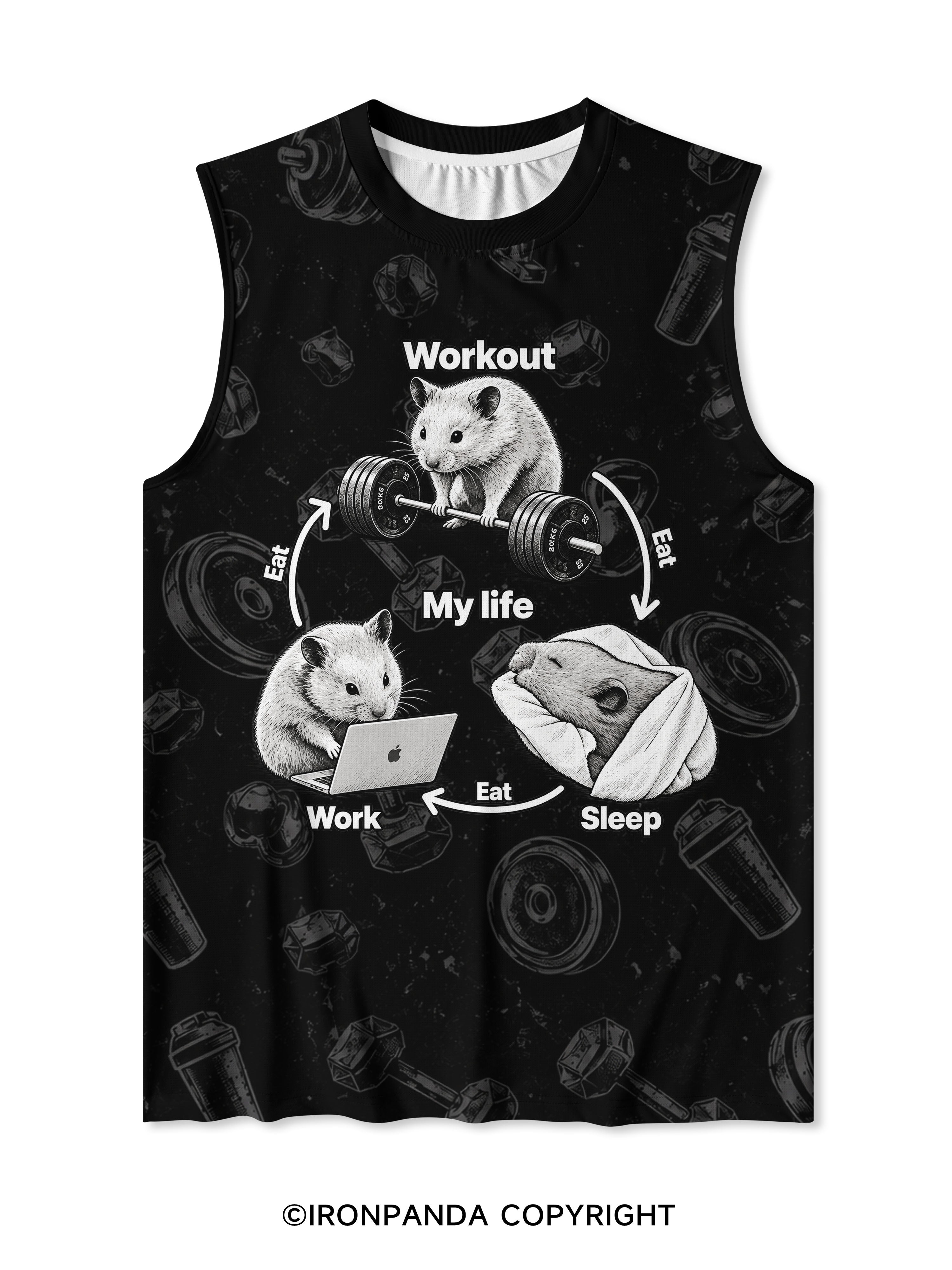 My Life Workout Eat Sleep Work Repeat Quick-Dry Mesh Tank