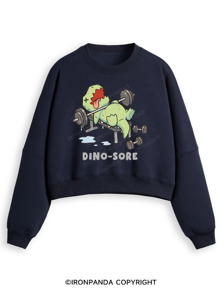 DINO-SORE FUNNY Fleece Crop Sweatshirt