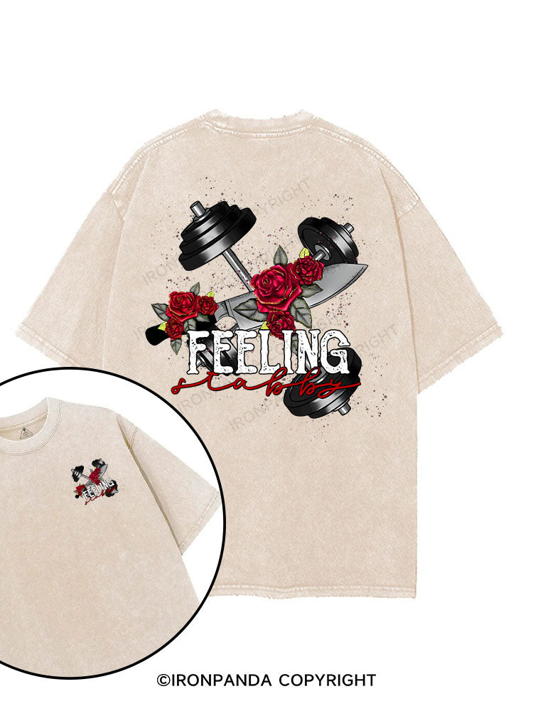 FEELING STABBY printed Gym Shirt