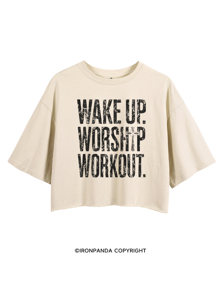 WAKE UP WORSHIP WORKOUT JESUS CROP TOPS