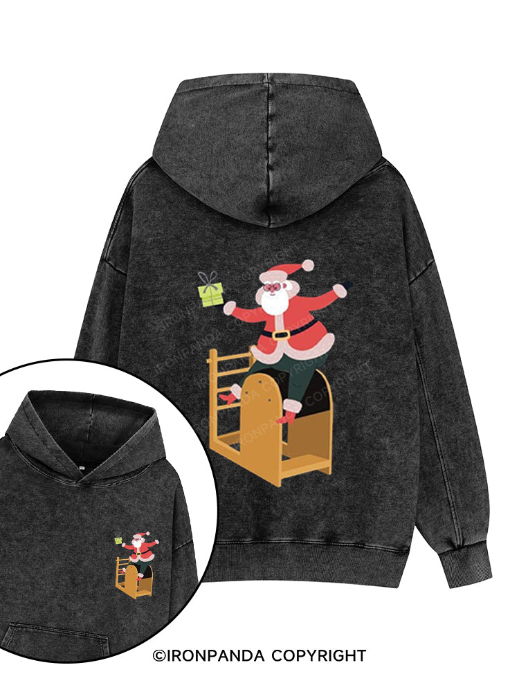 CHRISTMAS SANTA CLAUS PILATES Printed Washed Gym Hoodie