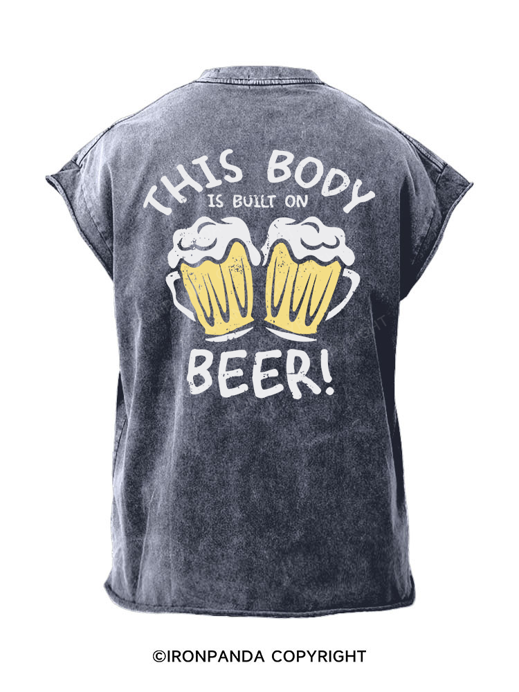 This body is built on beer! Back Printed Cut Off Tank