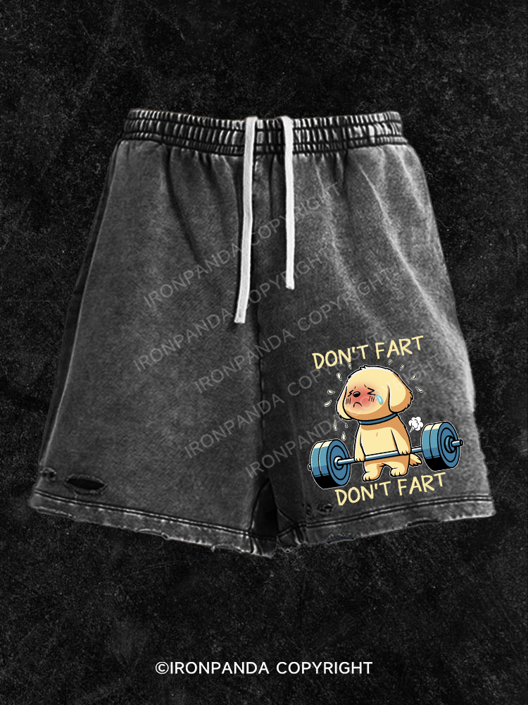 DON'T FART Washed Gym Shorts