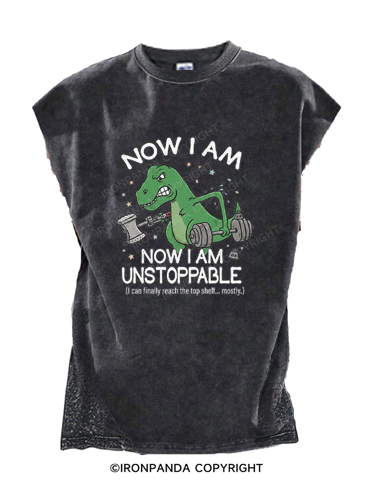 Now I Am Unstoppable T Rex Cut Off Tank