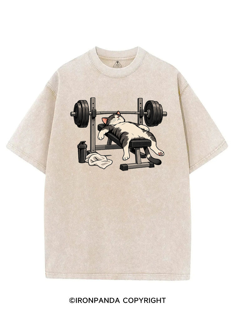 TIRED GYM CAT AFTER WORKOUT VINTAGE GYM SHIRT