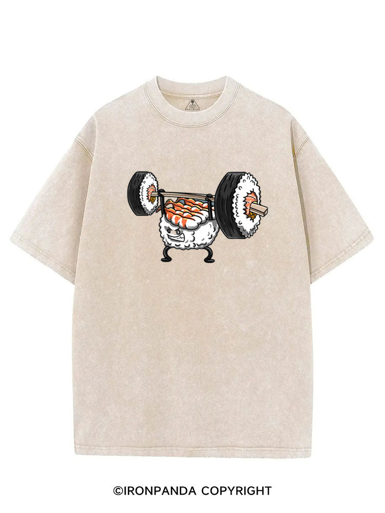 Weightlifting Sushi Funny VINTAGE GYM SHIRT