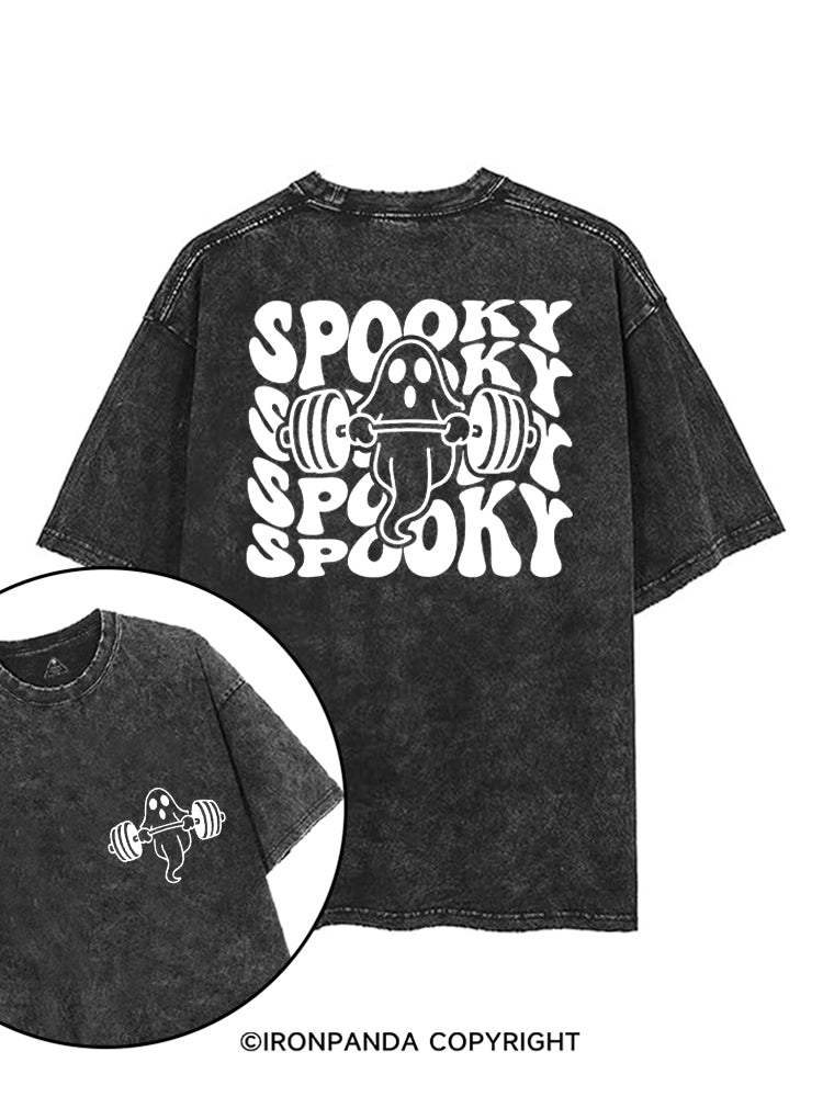 SPOOKY SPOOKY CUTE WEIGHTLIFTING GHOST printed Gym Shirt