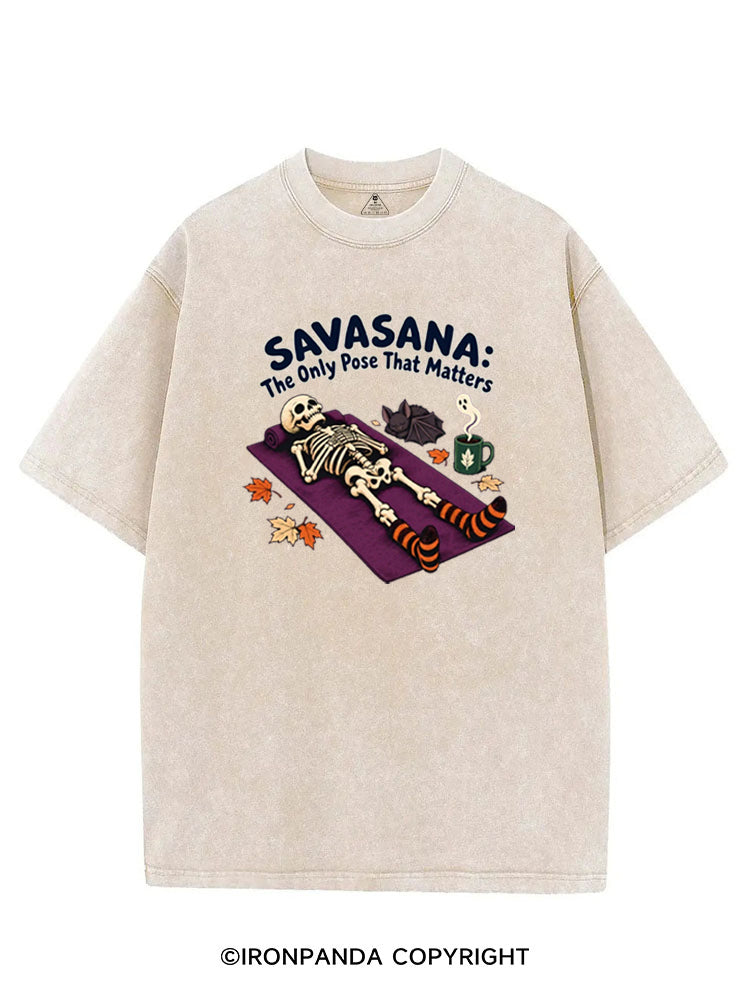 SAVASAVA THE ONLY POSE THAT MATTERS HALLOWEEN SKELETON VINTAGE GYM SHIRT