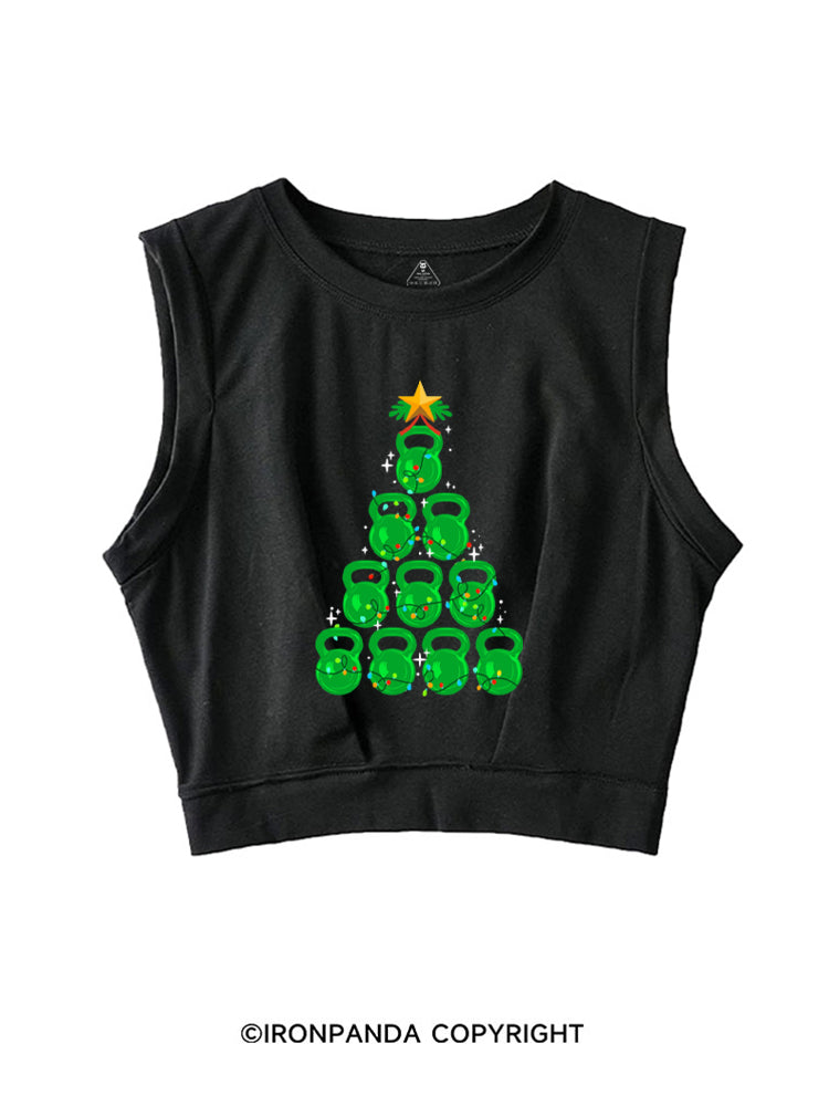 Kettlebell Christmas Tree SLEEVELESS CROP TOPS