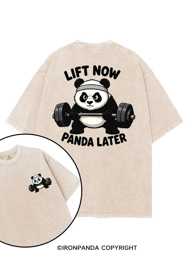 LIFT NOW PANDA LATER printed Gym Shirt