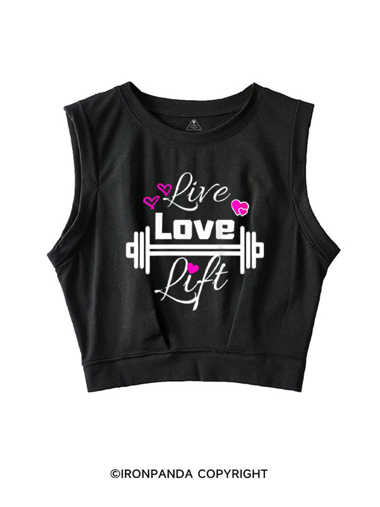 LIVE LOVE LIFT POSITIVE GYM VIBE SLEEVELESS CROP TOPS