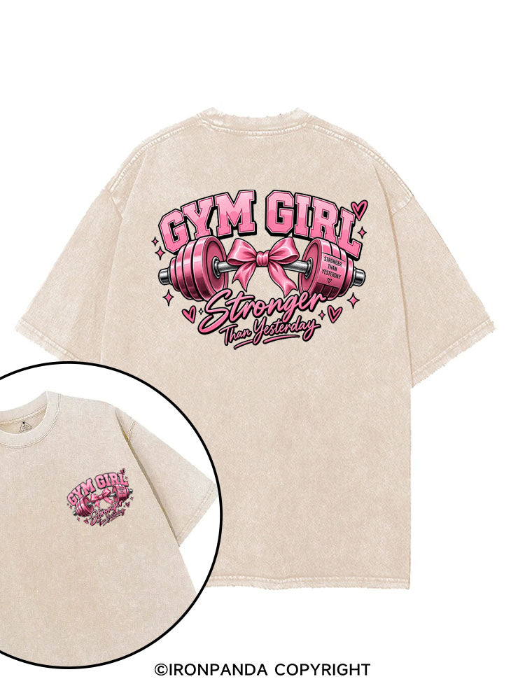 GYM GIRL STRONGER THAN YESTERDAY printed Gym Shirt