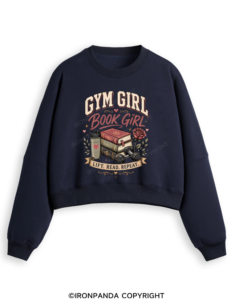 GYM GIRL BOOK GIRL Fleece Crop Sweatshirt
