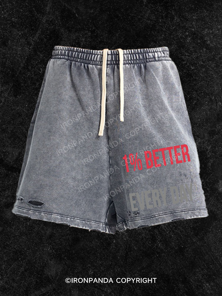 1% Better Every Day Washed Gym Shorts