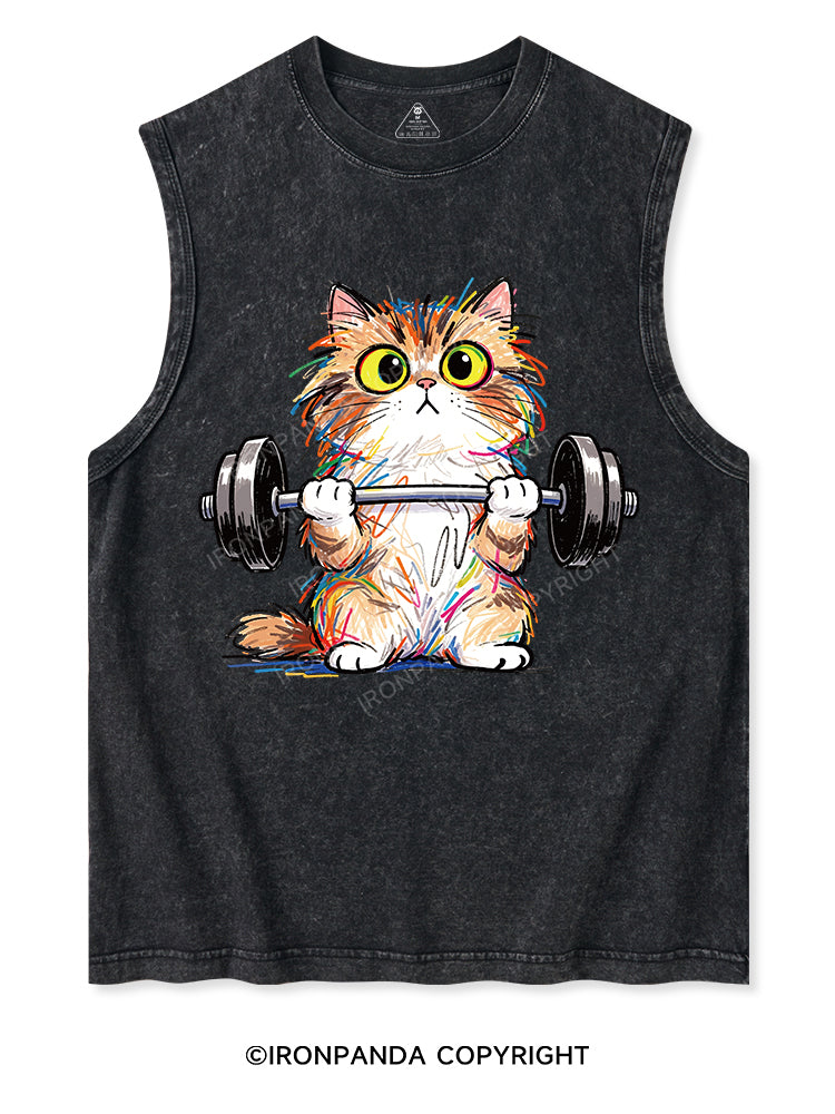 Scribble Kitty Curls Washed Tank