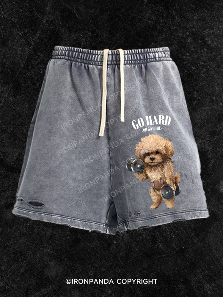 Go hard or go home Washed Gym Shorts