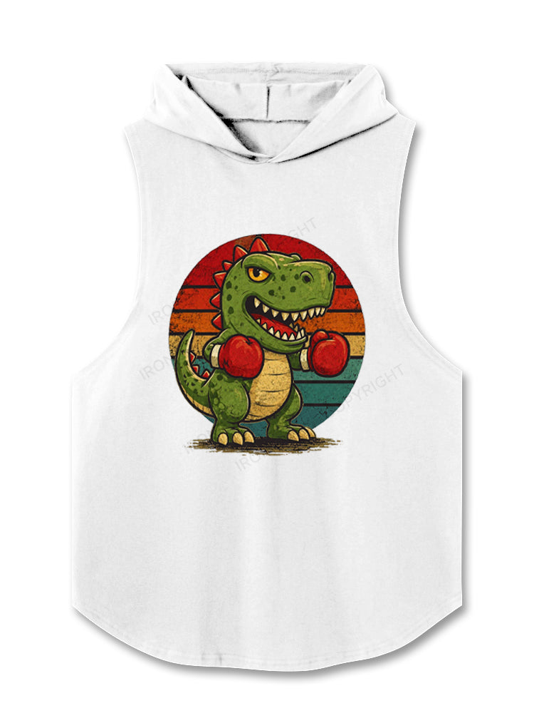 Funny Dinosaur with Boxing Gloves Hooded Tank