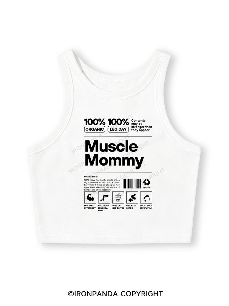 Muscle Mom Letters Fitted Crop Tank Top