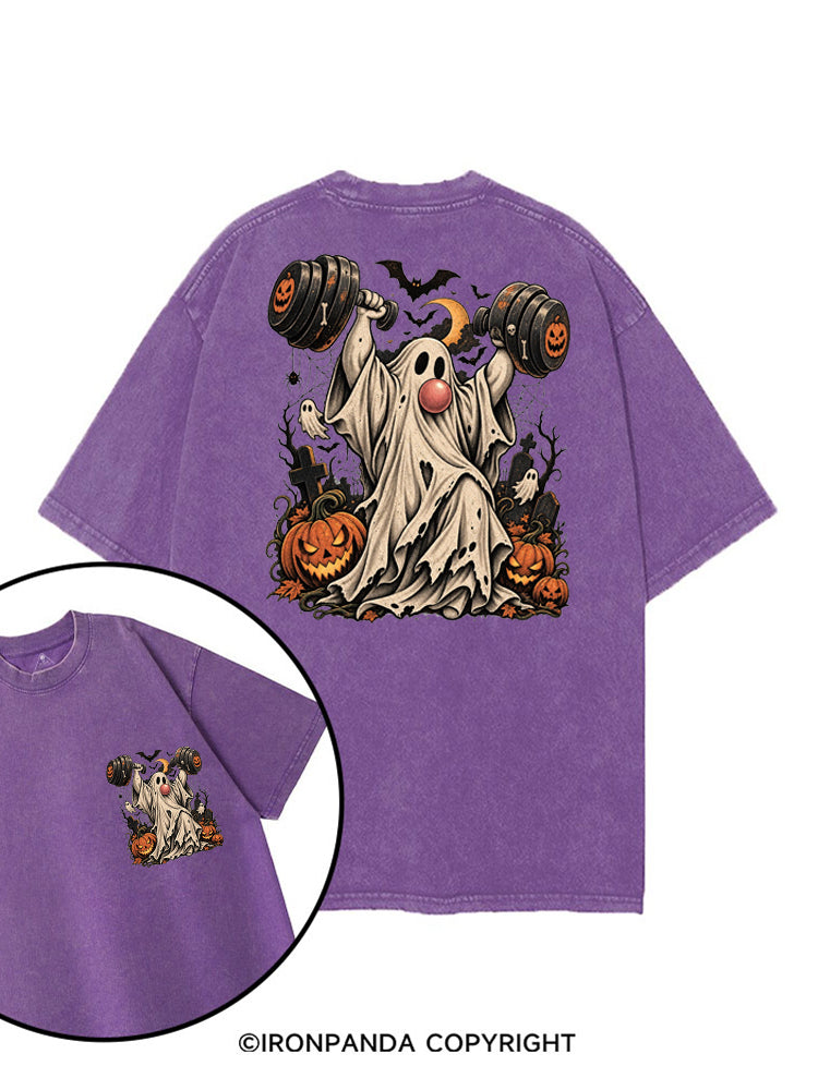 VINTAGE GHOST GYM WEIGHTLIFTING printed Gym Shirt