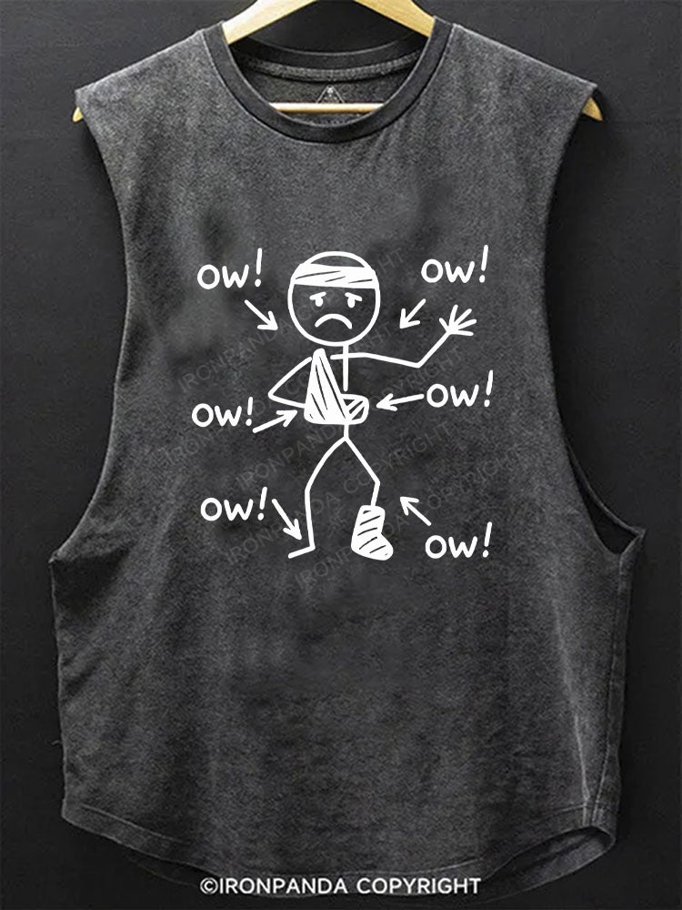 Funny Meme Ow Ow Ow Everything Hurts Scoop Bottom Cotton Tank