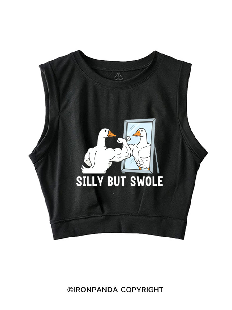 Silly But Swole Muscular Duck SLEEVELESS CROP TOPS