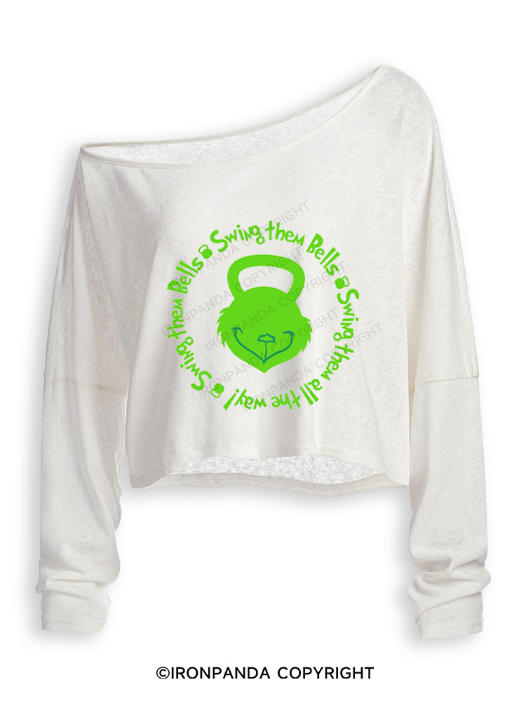 Swing them Bells, Swing them Bells, Swing them all the way Off Shoulder Long Sleeve Crop Top