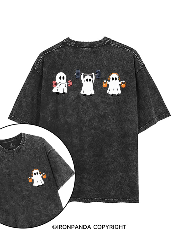 GHOST LIFTING WEIGHTS BARBELL GYM LOVERS printed Gym Shirt