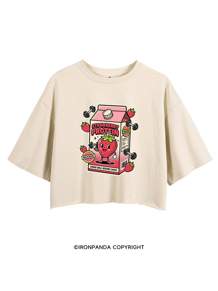 STRAWBERRY PROTEIN SHAKE WELL BEFORE CHAOS CROP TOPS