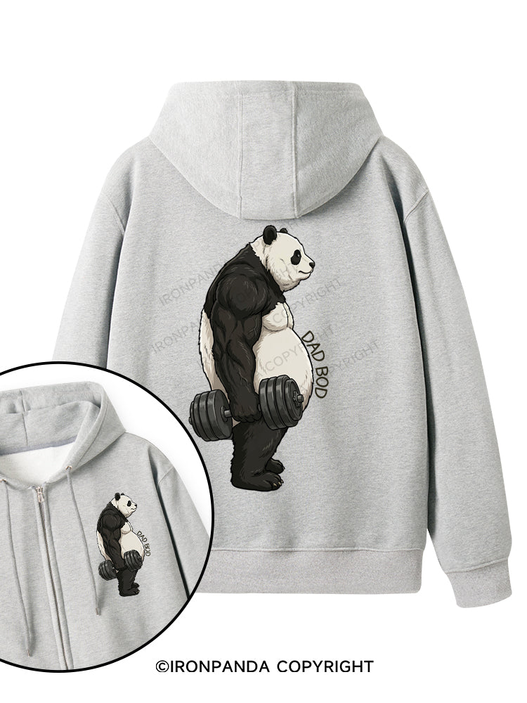 Dad Bod Panda Double-Sided Printed Fleece Zip Up Hoodie
