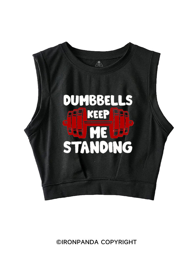 DUMBBELLS KEEP ME STANDING SLEEVELESS CROP TOPS
