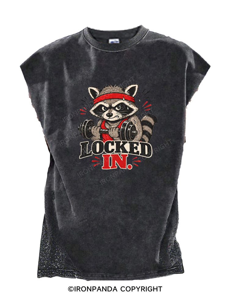 LOCKED IN Raccoon Cut Off Tank