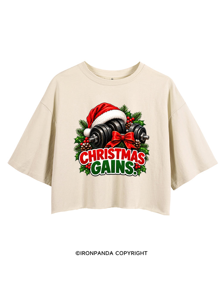 CHRISTMAS GAINS MERRY LIFTMAS CROP TOPS