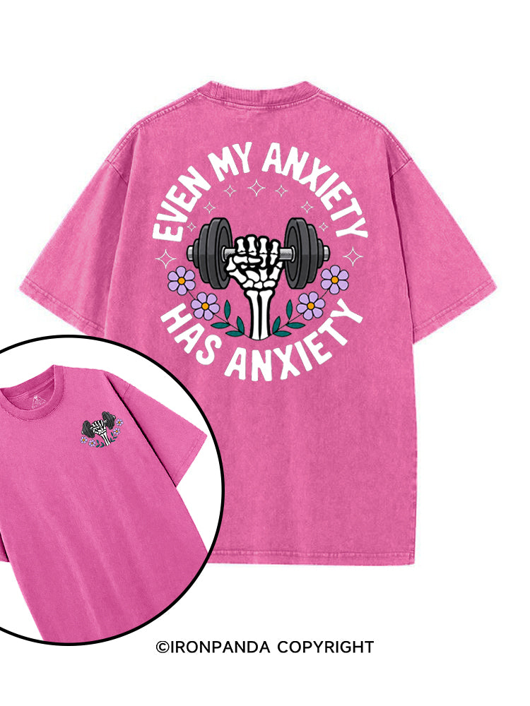 EVEN MY ANXIETY HAS ANXIETY SKELETON printed Gym Shirt