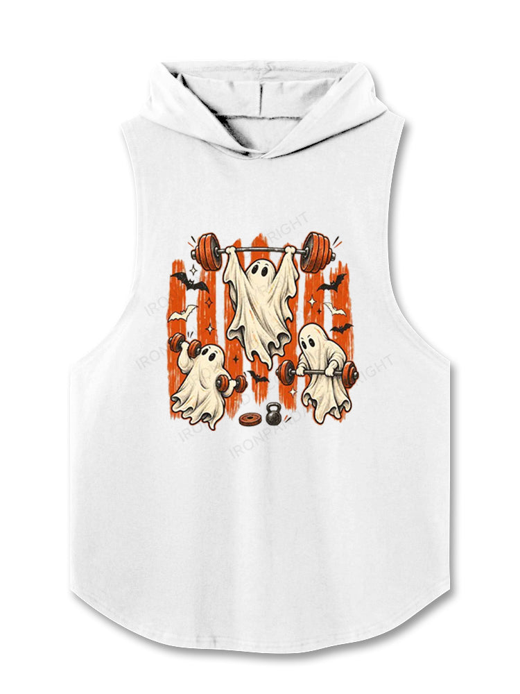 Weightlifting Ghost Spooky Workout Hooded Tank