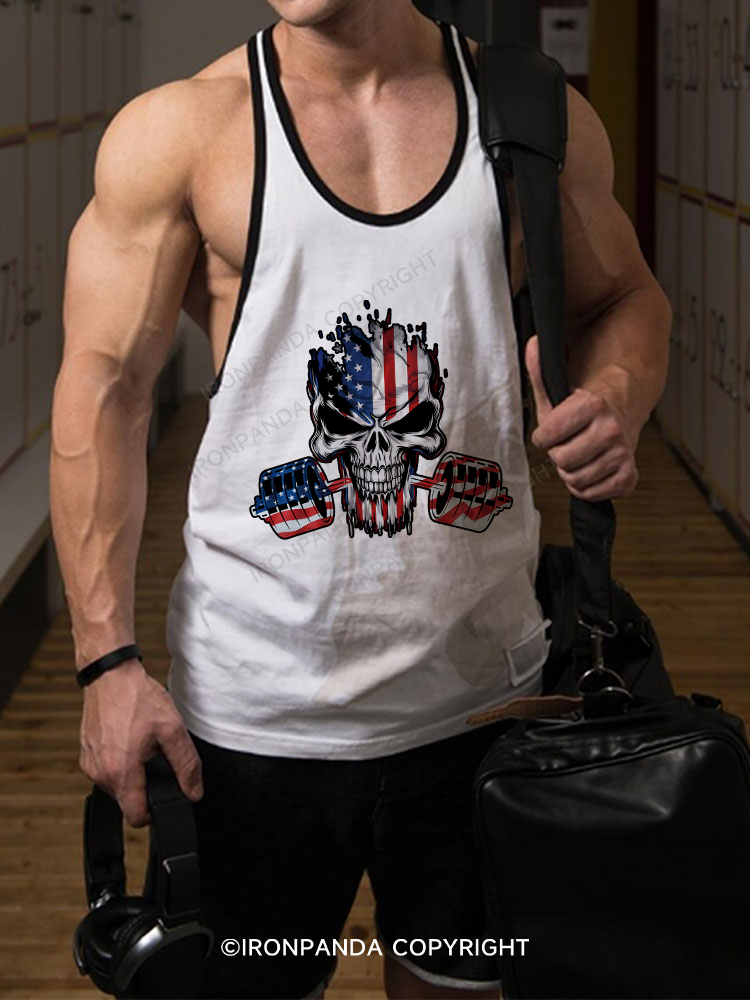 american flag Skull Stringer Gym Vest