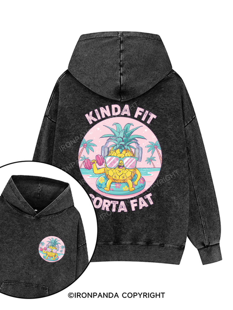 Kinda Fit, Sorta Fat Gym Racerback Tank Printed Washed Gym Hoodie